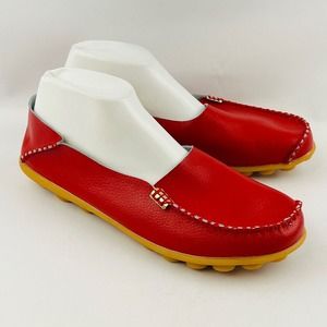 Womens 12 VenusCelia Loafers Red Leather Natural Comfort Walking Slip On Shoes